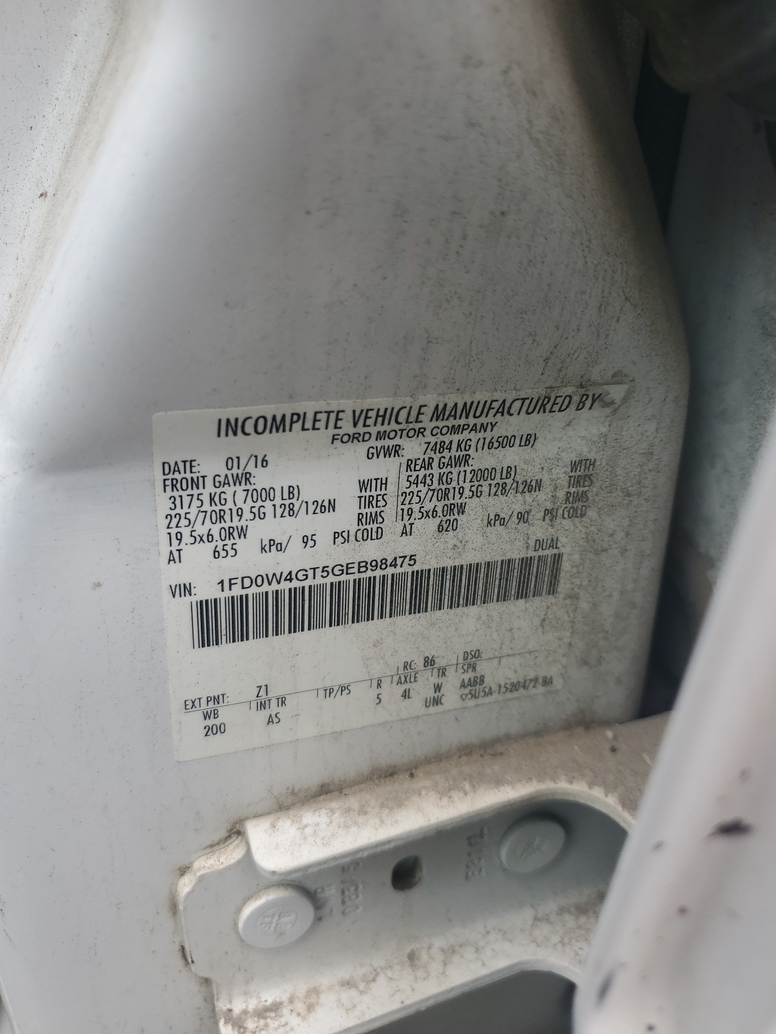 1FD0W4GT5GEB98475 2016 Ford F450 Super Duty