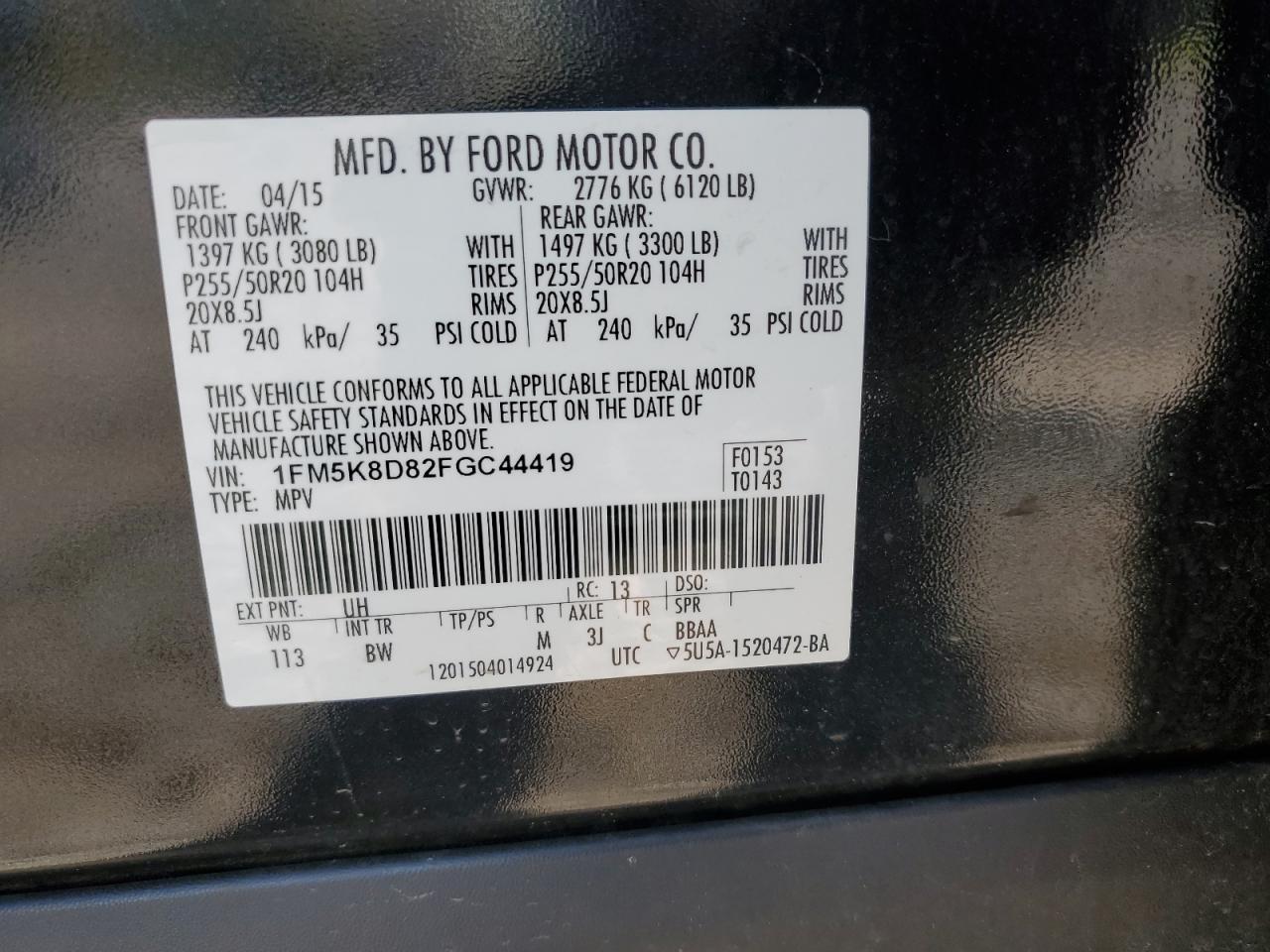 1FM5K8D82FGC44419 2015 FORD EXPLORER - Image 13