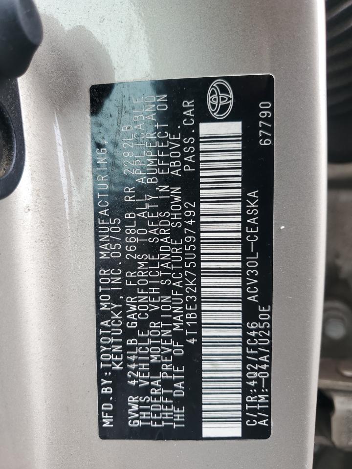 2005 Toyota Camry Le VIN: 4T1BE32K75U597492 Lot: 66855584