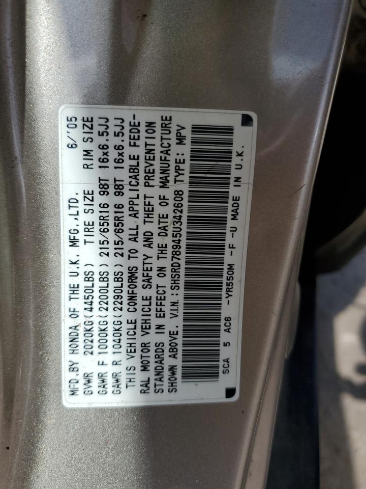 2005 Honda Cr-V Se VIN: SHSRD78945U342608 Lot: 68808114