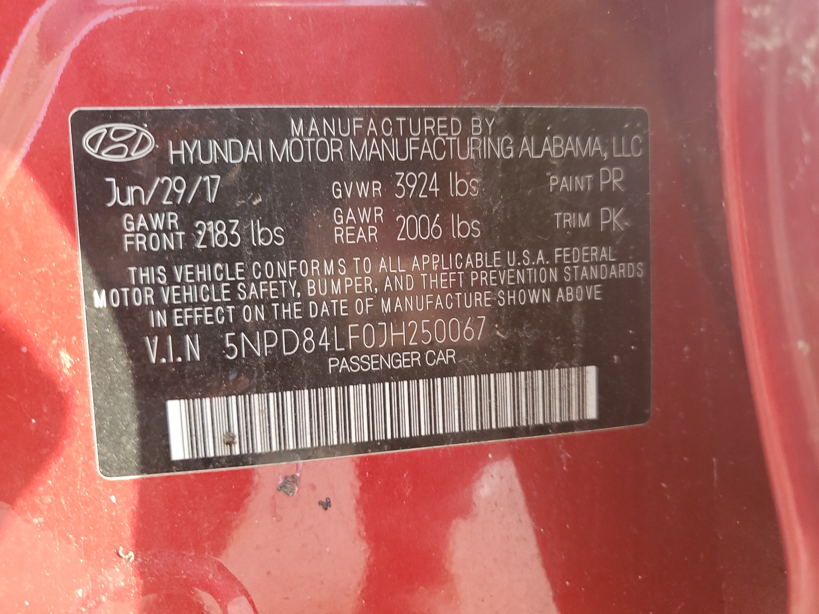 5NPD84LF0JH250067 2018 Hyundai Elantra Sel