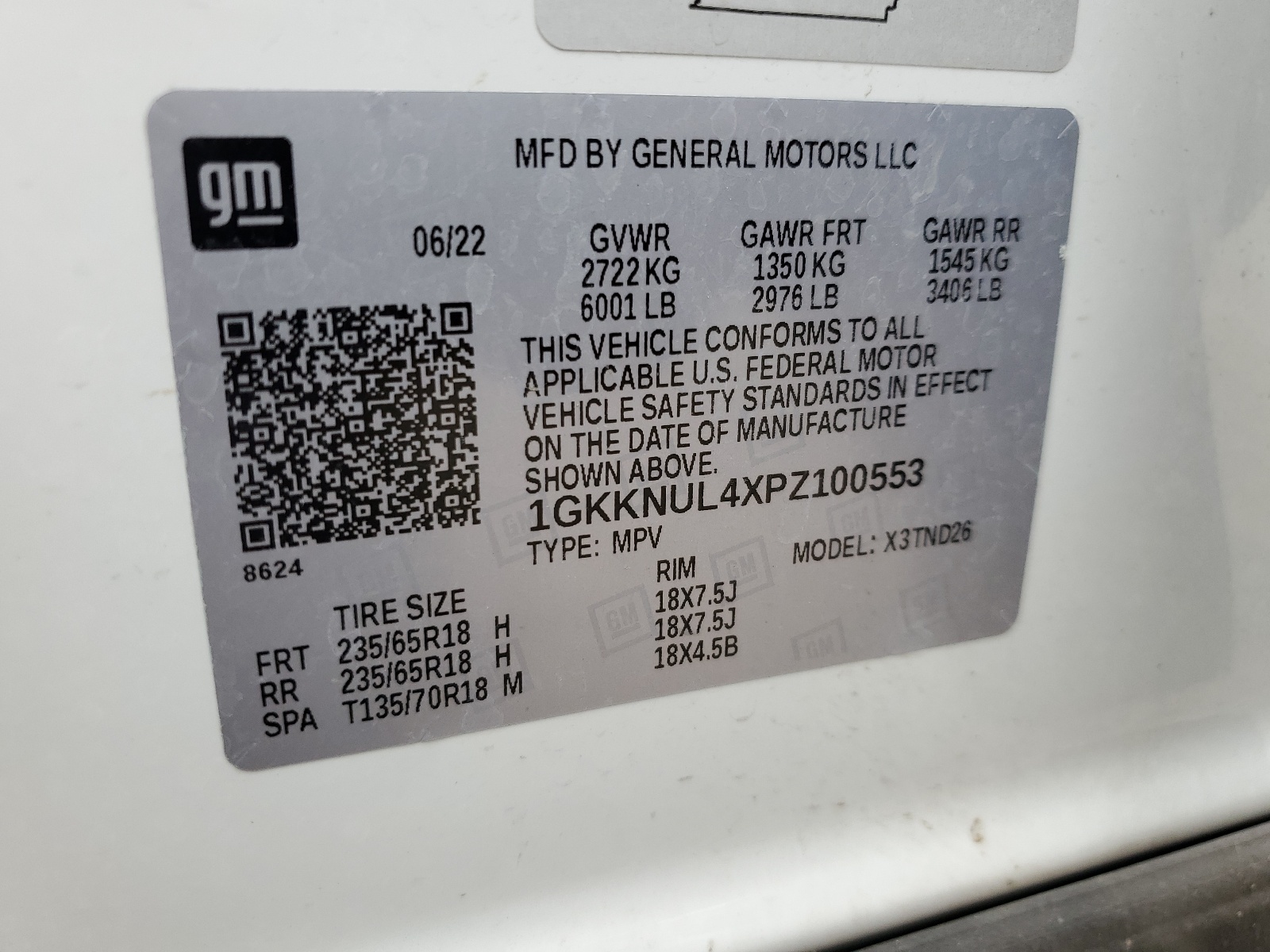 1GKKNUL4XPZ100553 2023 GMC Acadia Slt