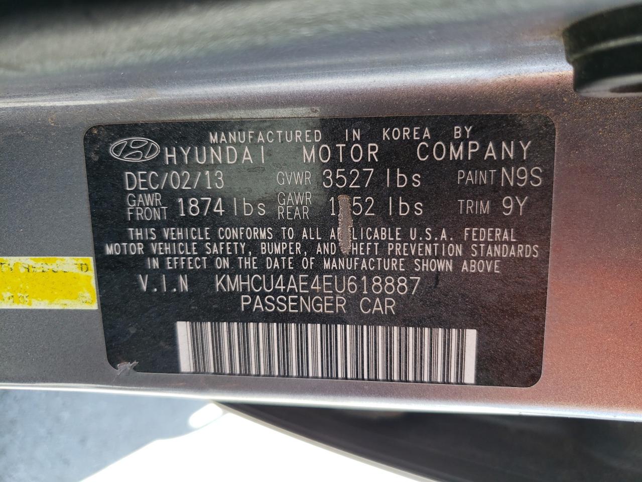 KMHCU4AE4EU618887 2014 Hyundai Accent Gls