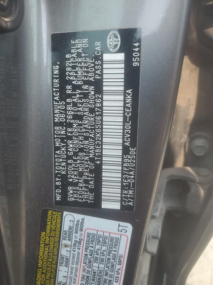 2005 Toyota Camry Le VIN: 4T1BE32K65U617862 Lot: 66773374