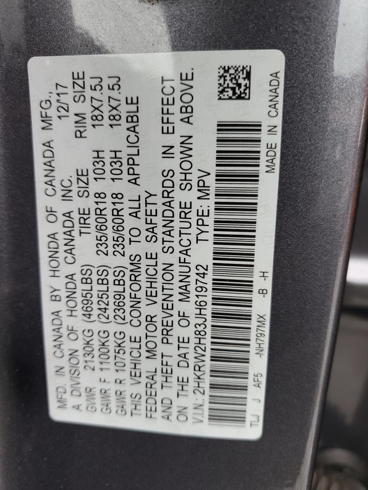 2018 Honda Cr-V Exl VIN: 2HKRW2H83JH619742 Lot: 66135214