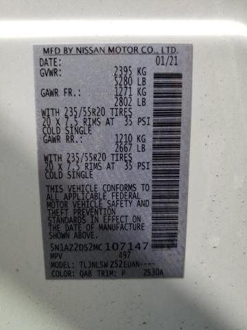 5N1AZ2DS2MC107147 Nissan Murano PLA 13