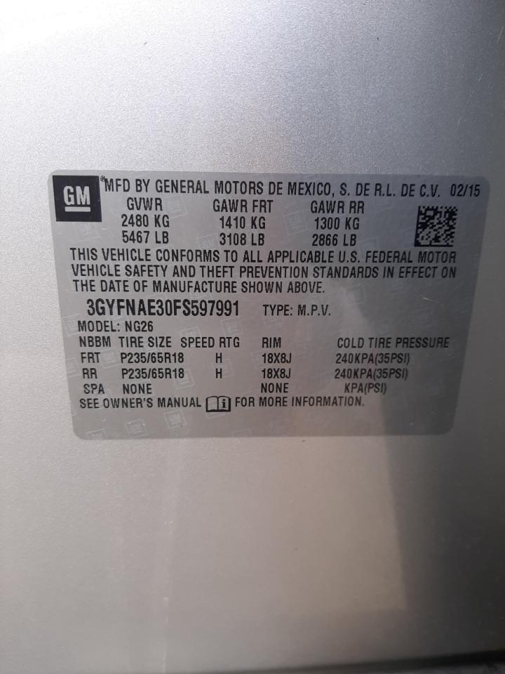 2015 Cadillac Srx VIN: 3GYFNAE30FS597991 Lot: 66432074