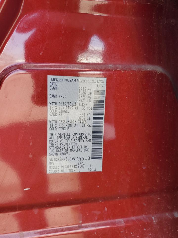 2018 Nissan Pathfinder S VIN: 5N1DR2MN6JC626513 Lot: 68700064