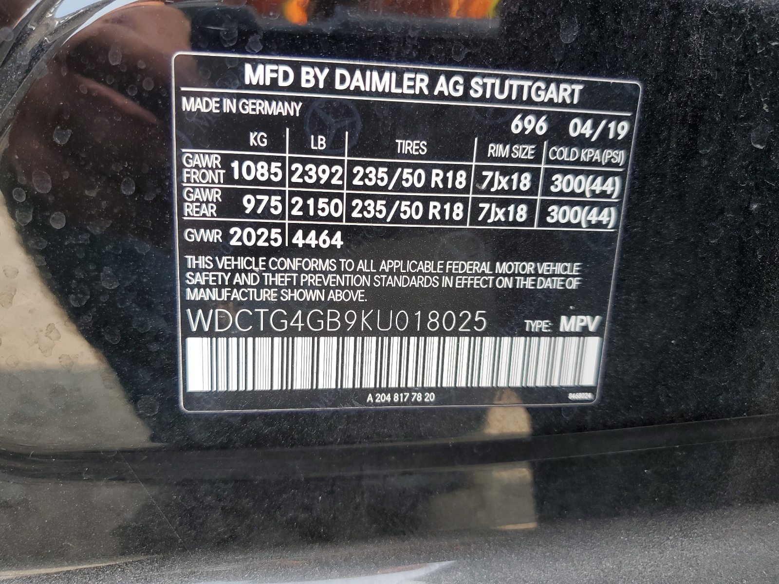 WDCTG4GB9KU018025 2019 Mercedes-Benz Gla 250 4Matic