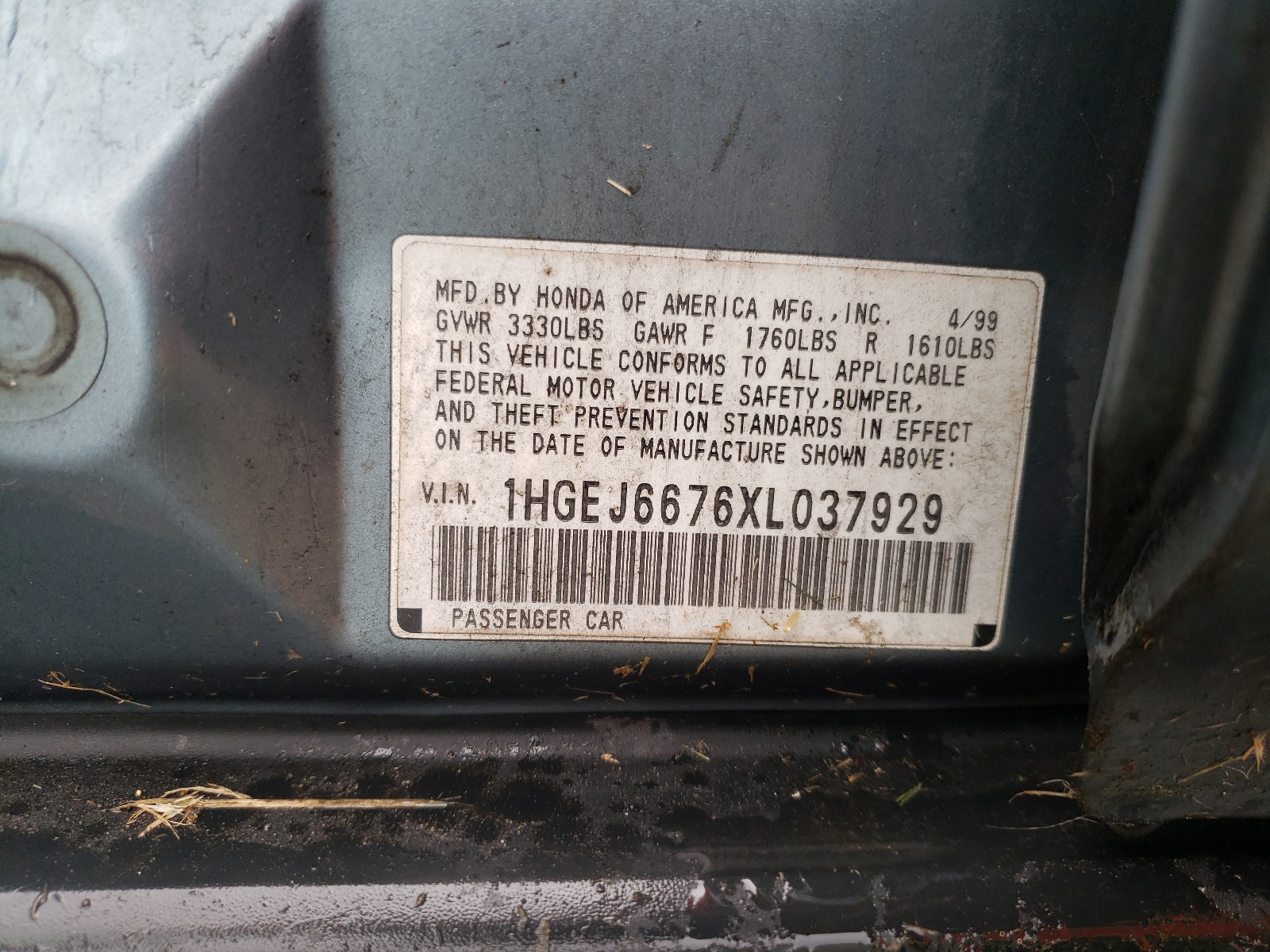 1HGEJ6676XL037929 1999 Honda Civic Lx