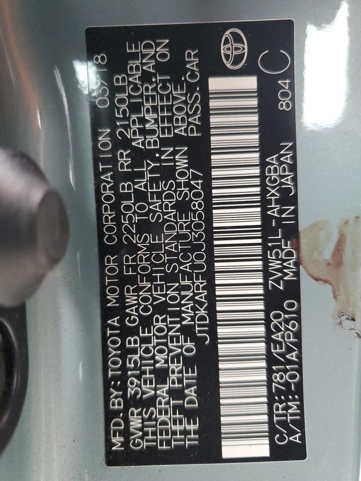 2018 Toyota Prius VIN: JTDKARFU0J3058047 Lot: 66739324