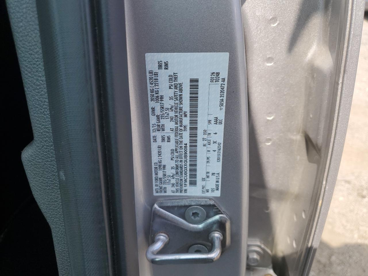 1FMCU0GXXGUB90084 2016 Ford Escape Se