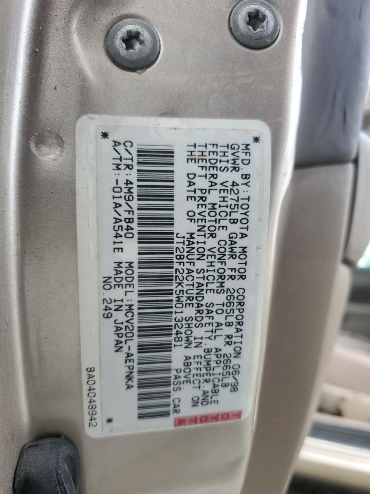 JT2BF22K5W0132481 1998 Toyota Camry Ce