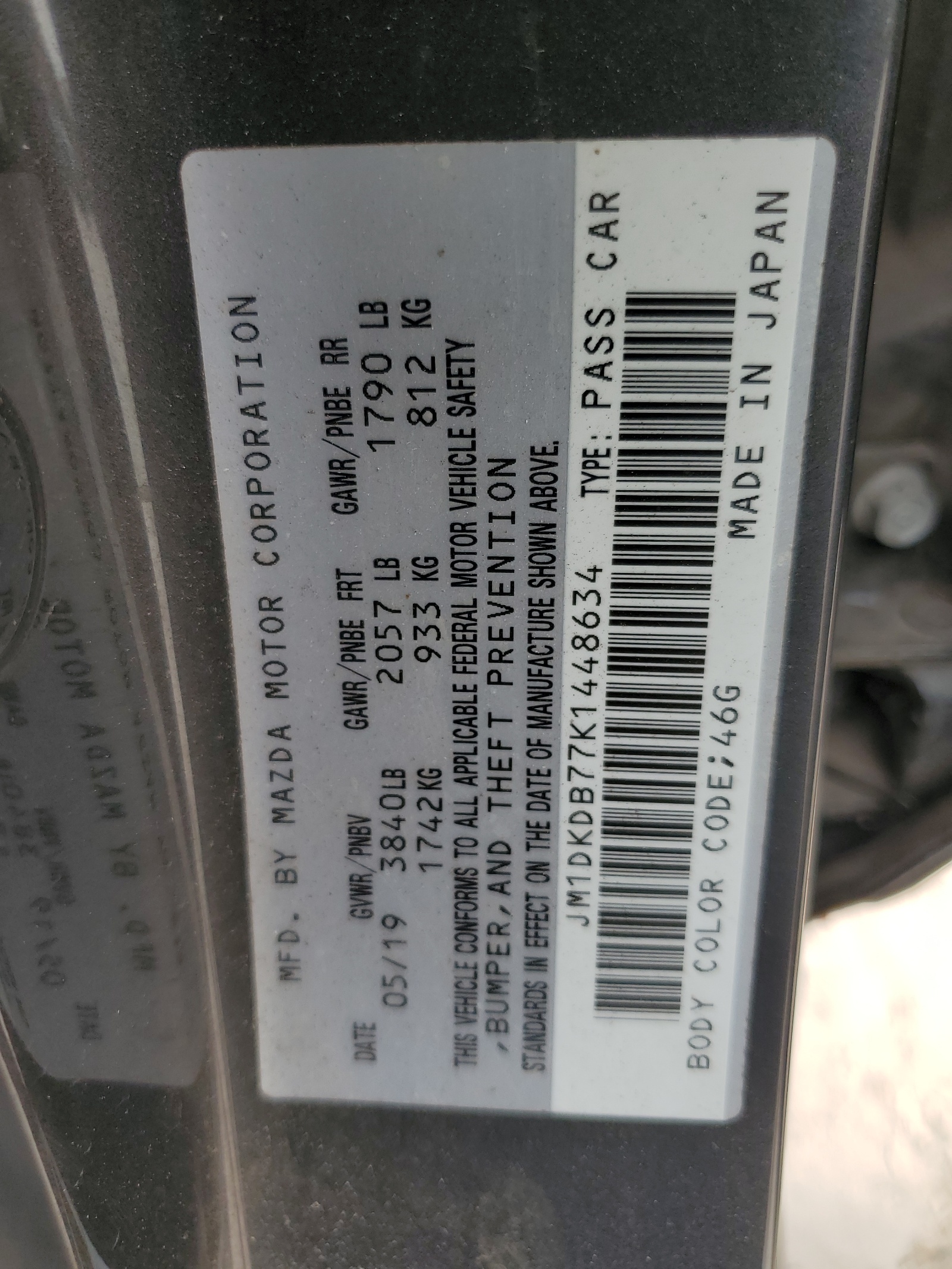 JM1DKDB77K1448634 2019 Mazda Cx-3 Sport