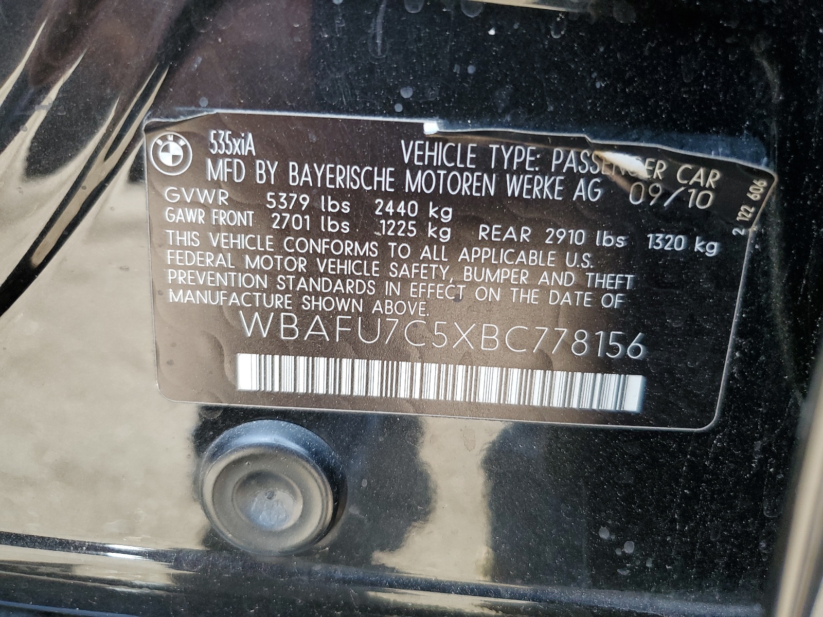 WBAFU7C5XBC778156 2011 BMW 535 Xi