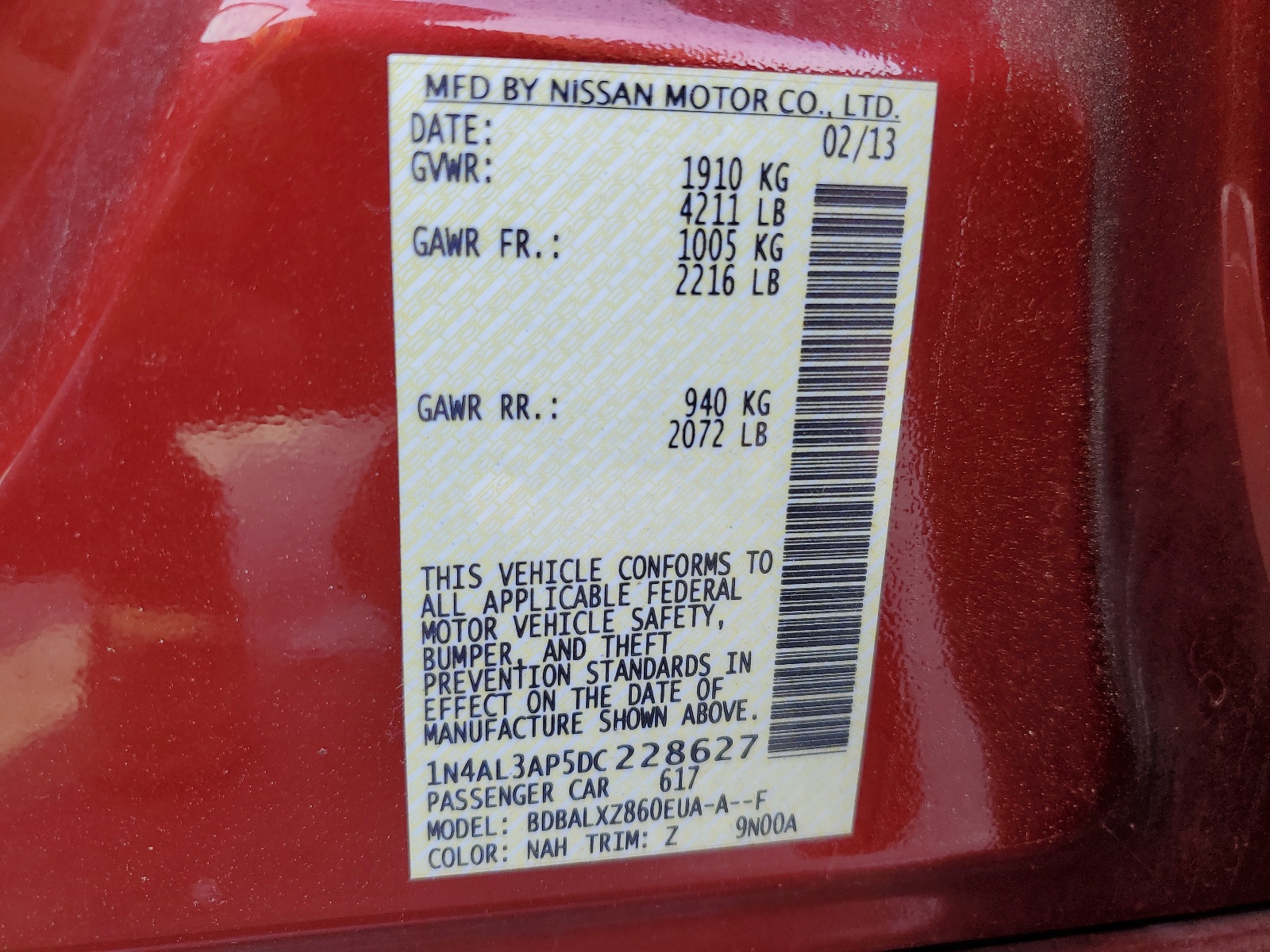 1N4AL3AP5DC228627 2013 Nissan Altima 2.5