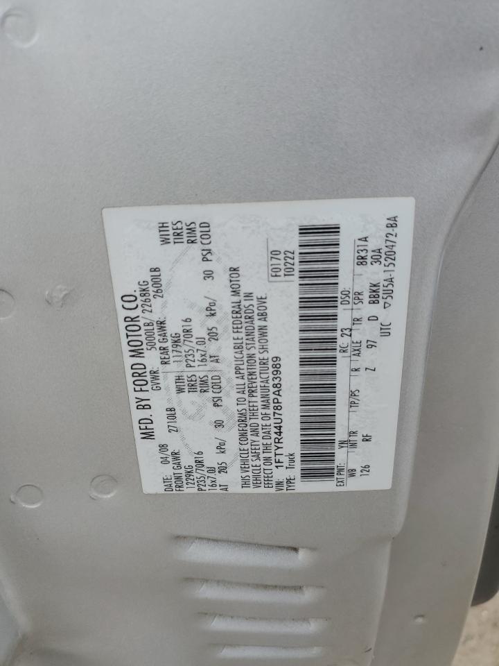 2008 Ford Ranger Super Cab VIN: 1FTYR44U78PA83989 Lot: 67888384