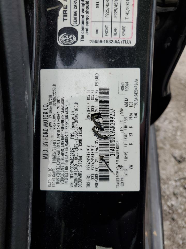 2010 Ford Fusion Sport VIN: 3FAHP0DC9AR399257 Lot: 66330204