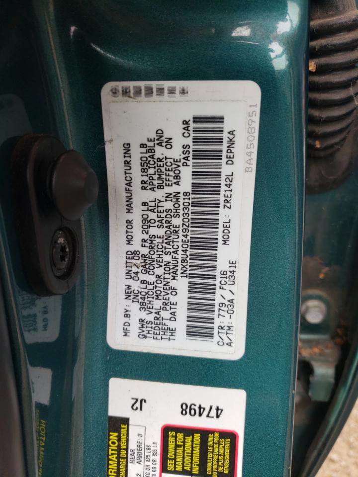 1NXBU40E49Z033018 2009 Toyota Corolla Base