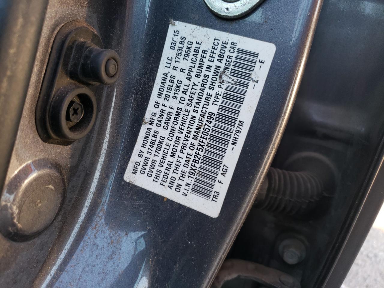 19XFB2F5XFE057499 2015 HONDA CIVIC - Image 12