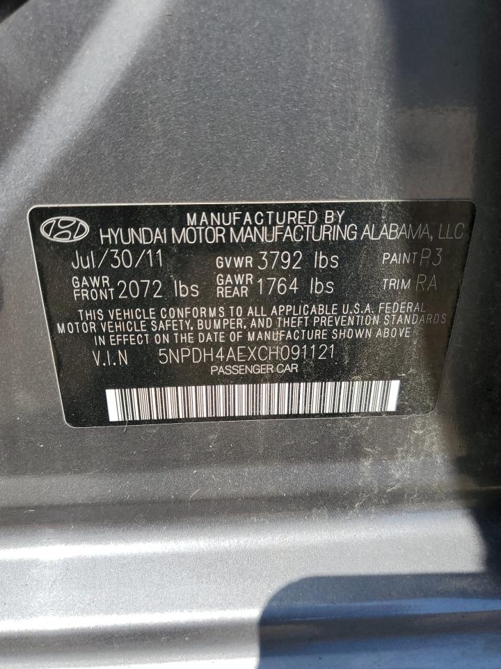 2012 Hyundai Elantra Gls VIN: 5NPDH4AEXCH091121 Lot: 69571894