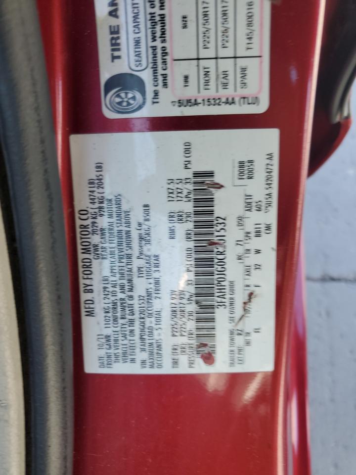 2012 Ford Fusion Sel VIN: 3FAHP0JG0CR201532 Lot: 66211154