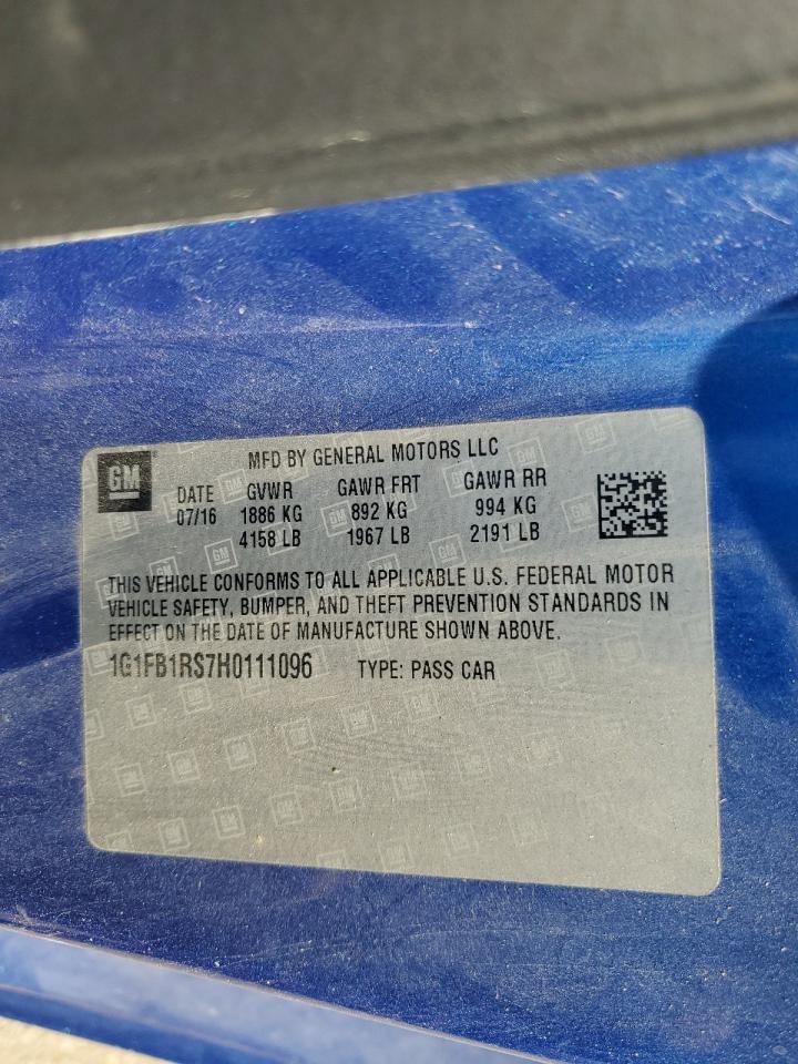 2017 Chevrolet Camaro Lt VIN: 1G1FB1RS7H0111096 Lot: 67111434