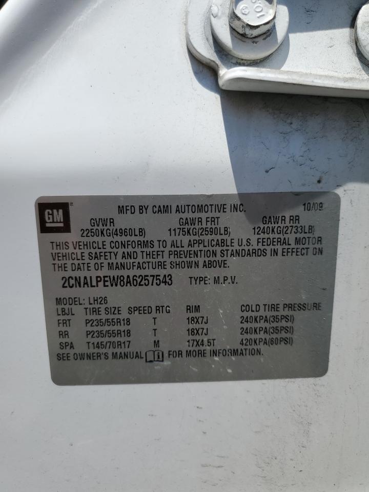 2CNALPEW8A6257543 2010 Chevrolet Equinox Lt