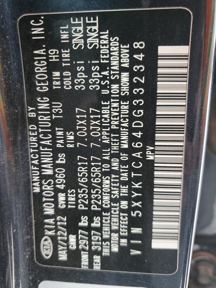 2013 Kia Sorento Lx VIN: 5XYKTCA64DG332348 Lot: 68979744