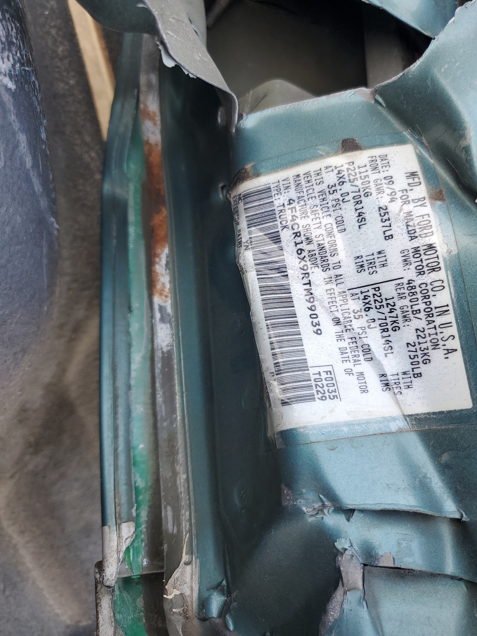 4F4CR16X9RTM99039 1994 Mazda B4000 Cab Plus