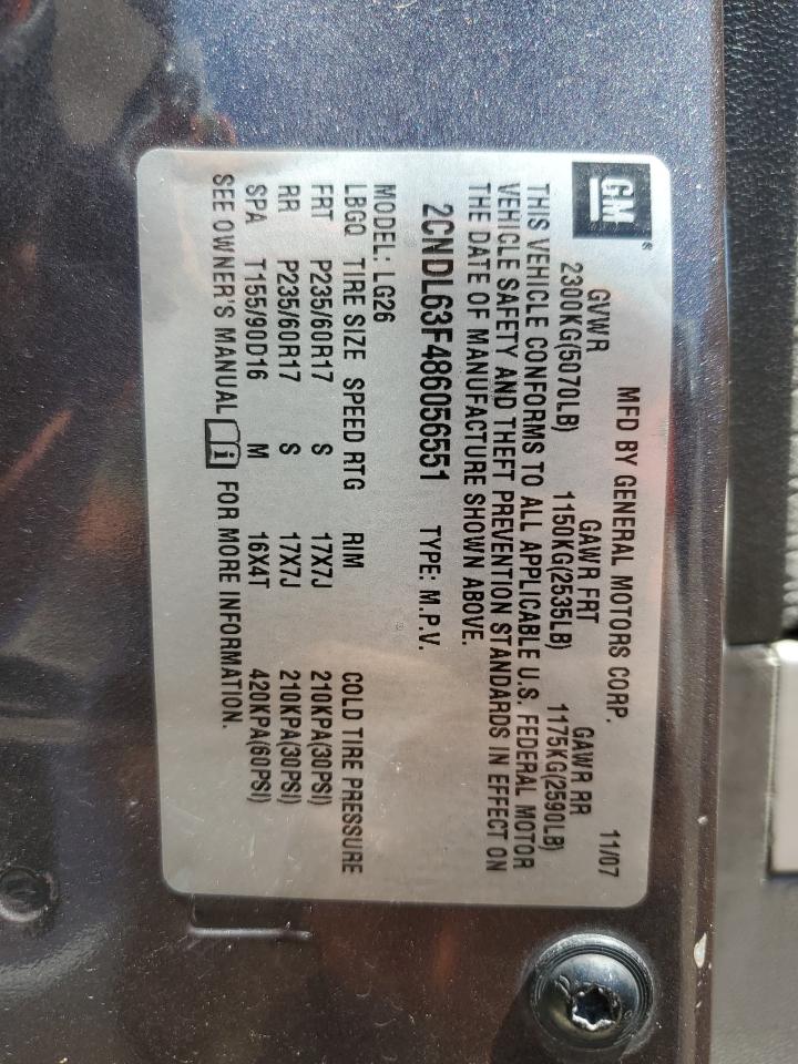 2CNDL63F486056551 2008 Chevrolet Equinox Lt