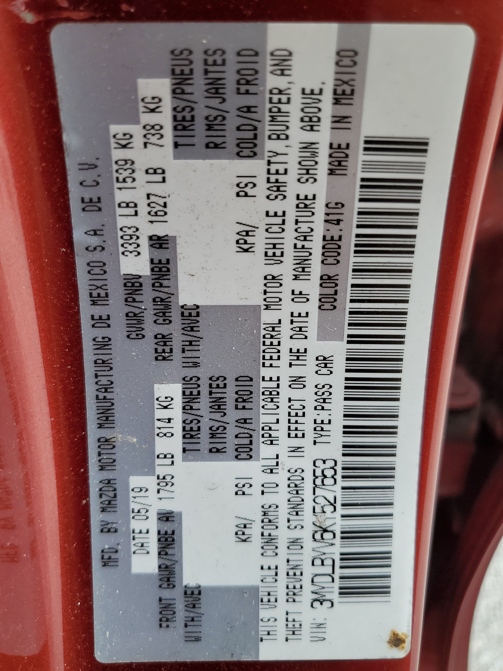 3MYDLBYV6KY527653 2019 Toyota Yaris L