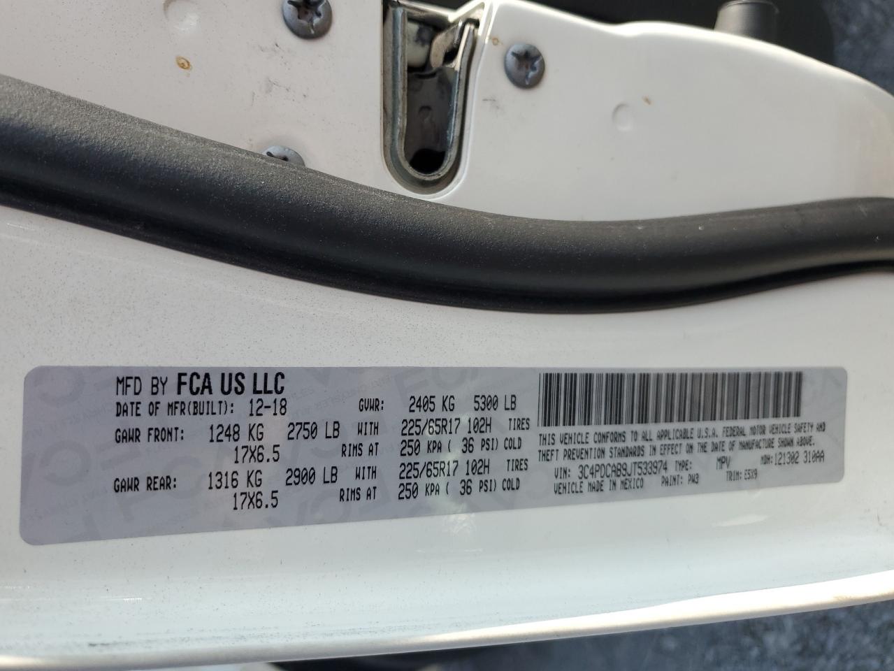 2018 Dodge Journey Se VIN: 3C4PDCAB9JT533974 Lot: 66767774