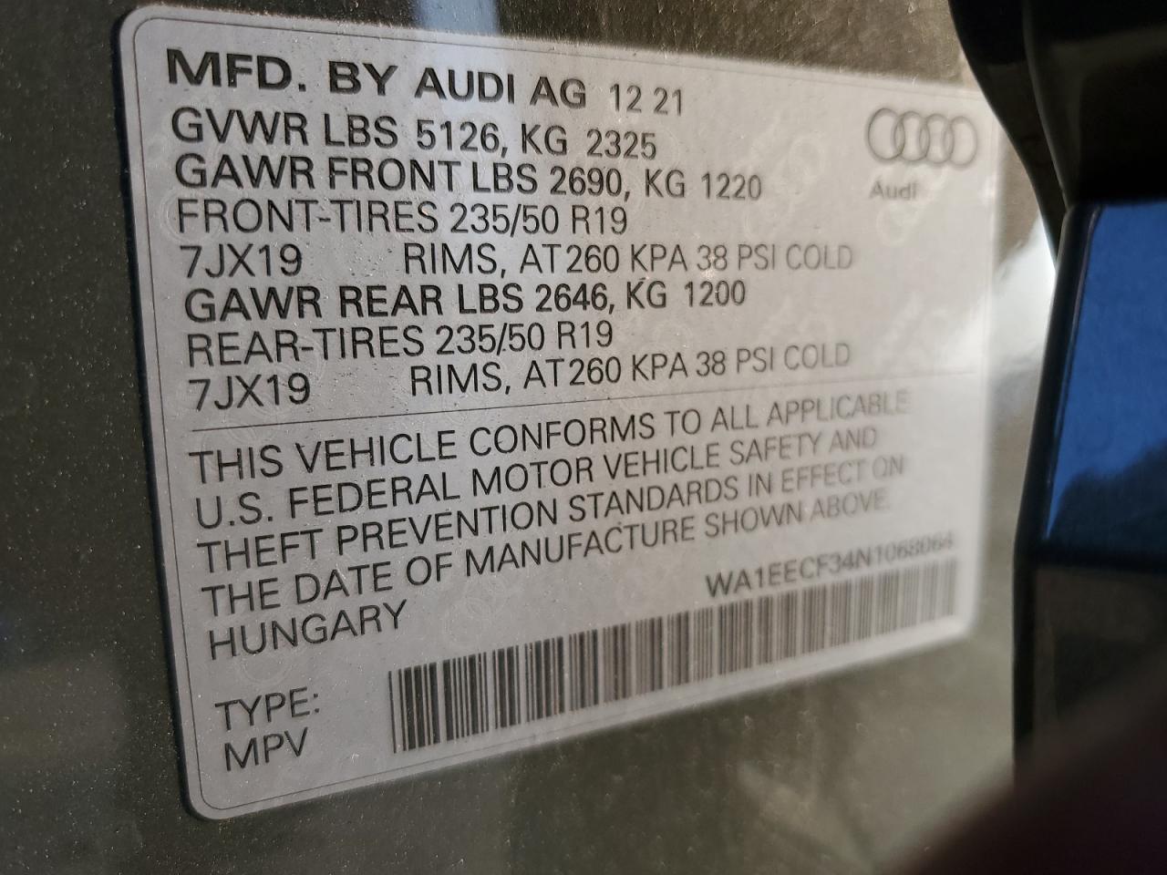 WA1EECF34N1068064 2022 Audi Q3 Premium Plus S Line 45