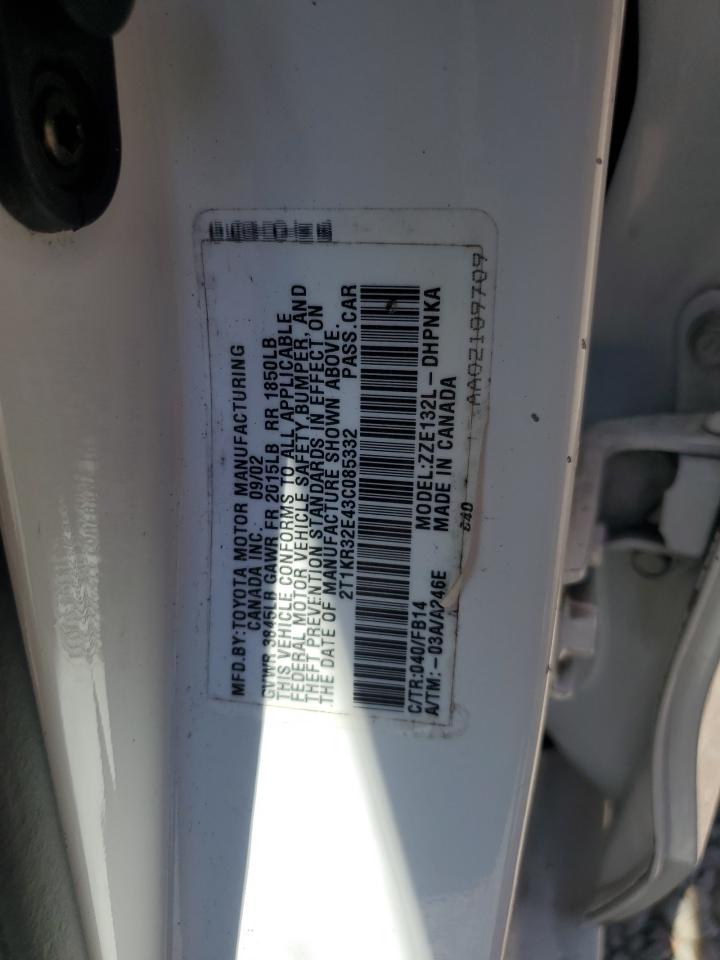 2003 Toyota Corolla Matrix Xr VIN: 2T1KR32E43C085332 Lot: 67553724