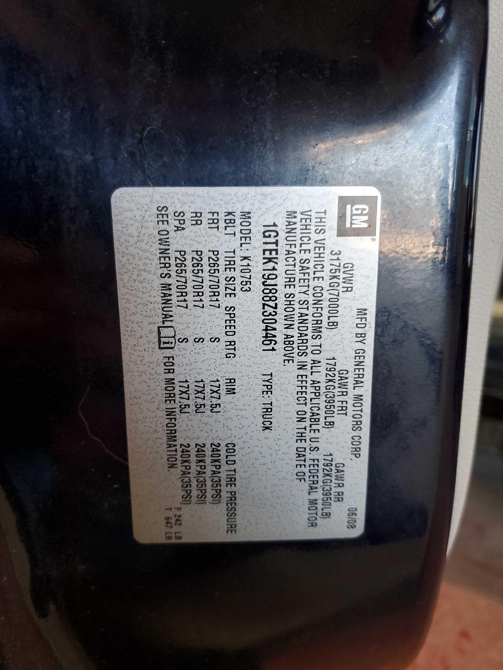 1GTEK19J88Z304461 2008 GMC Sierra K1500