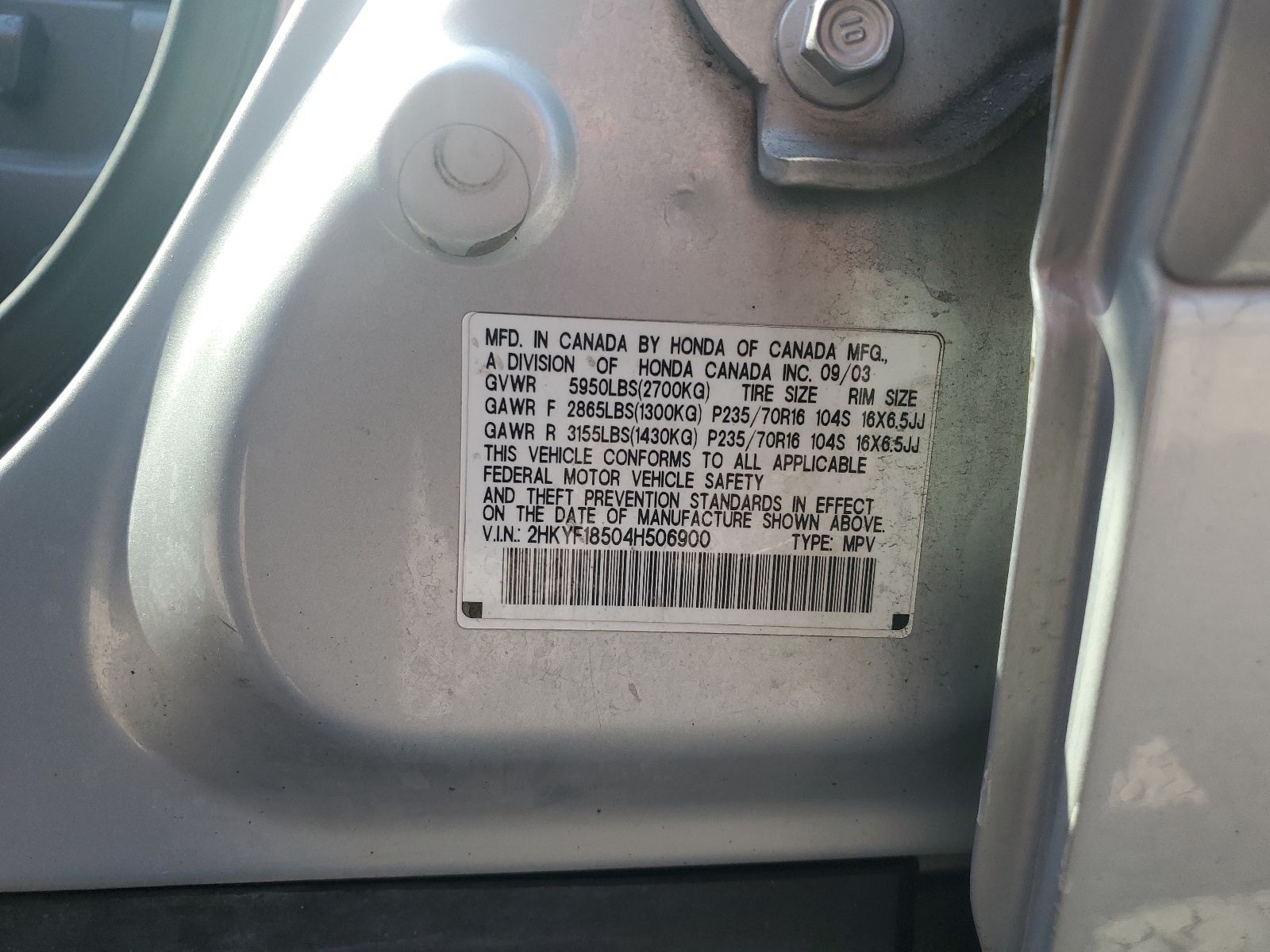 2HKYF18504H506900 2004 Honda Pilot Exl
