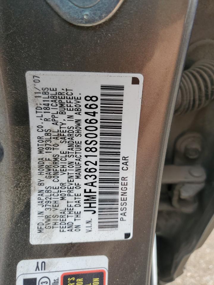 2008 Honda Civic Hybrid VIN: JHMFA36218S006468 Lot: 68368084