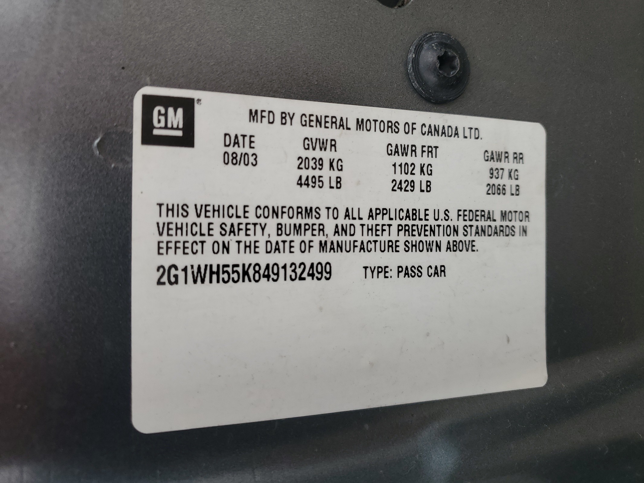 2G1WH55K849132499 2004 Chevrolet Impala Ls