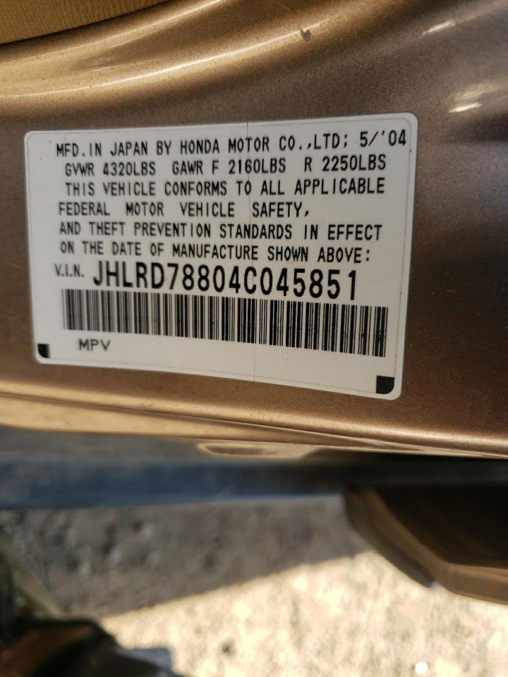 2004 Honda Cr-V Ex VIN: JHLRD78804C045851 Lot: 67782774