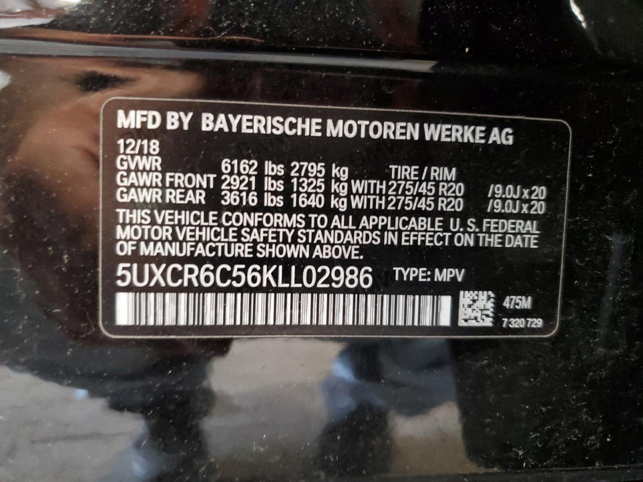 5UXCR6C56KLL02986 2019 BMW X5 xDrive40I