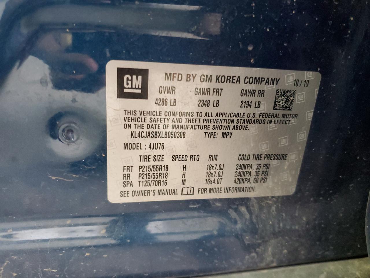 2020 Buick Encore Preferred VIN: KL4CJASBXLB050308 Lot: 65812954