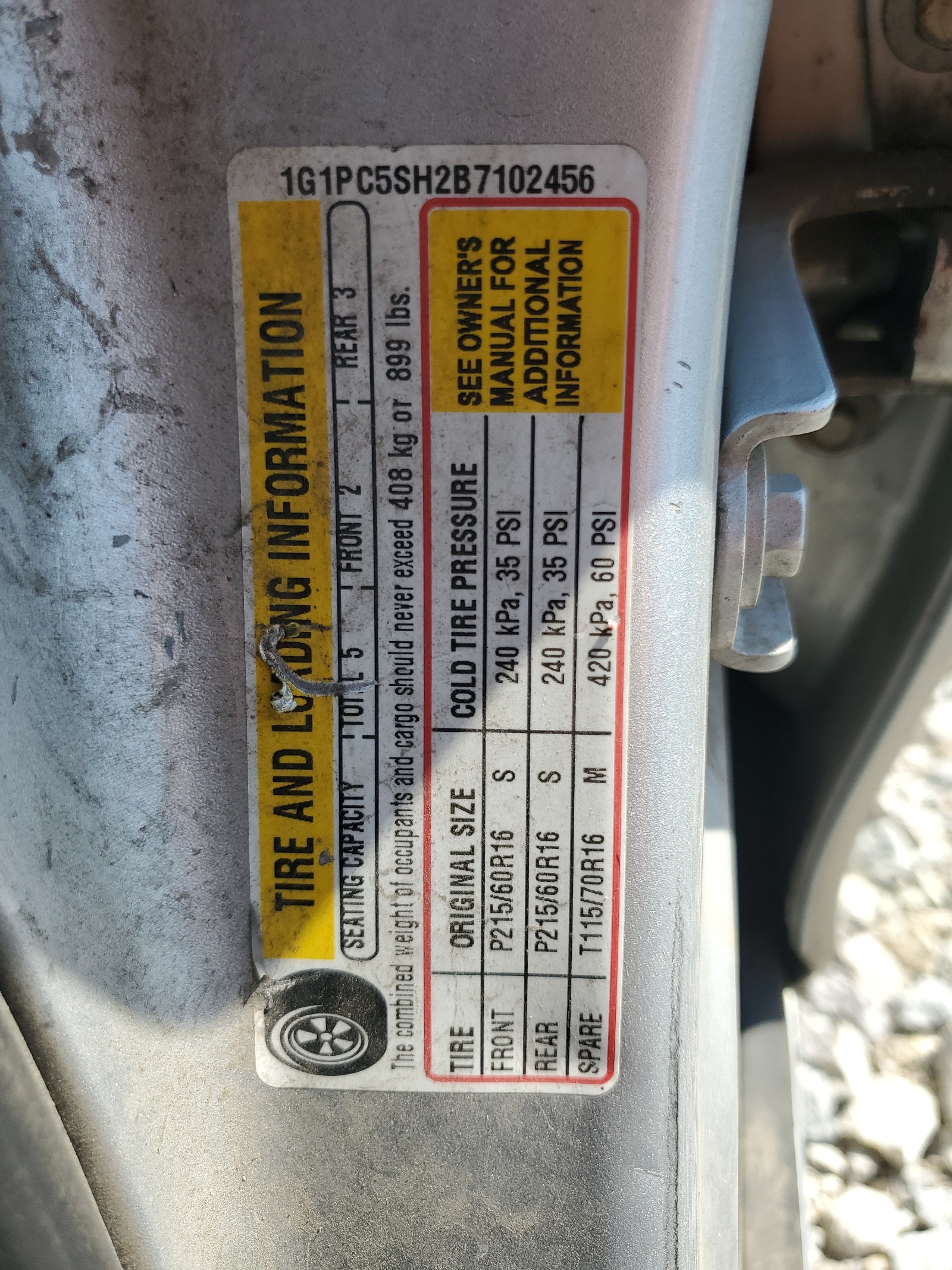 1G1PC5SH2B7102456 2011 Chevrolet Cruze Ls