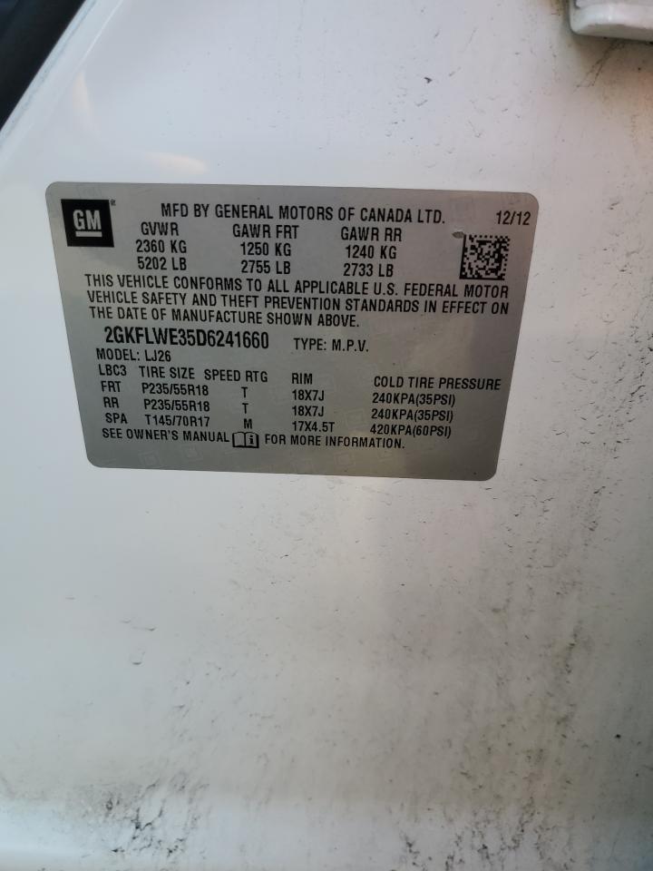 2013 GMC Terrain Slt VIN: 2GKFLWE35D6241660 Lot: 69101344