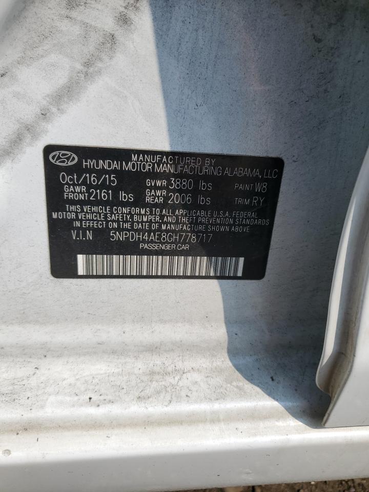 2016 Hyundai Elantra Se VIN: 5NPDH4AE8GH778717 Lot: 63609664