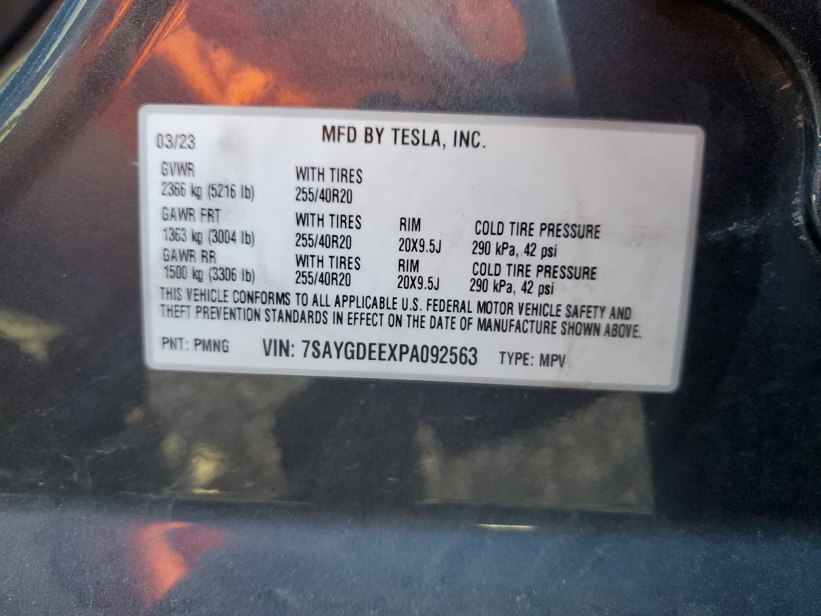 7SAYGDEEXPA092563 2023 Tesla Model Y