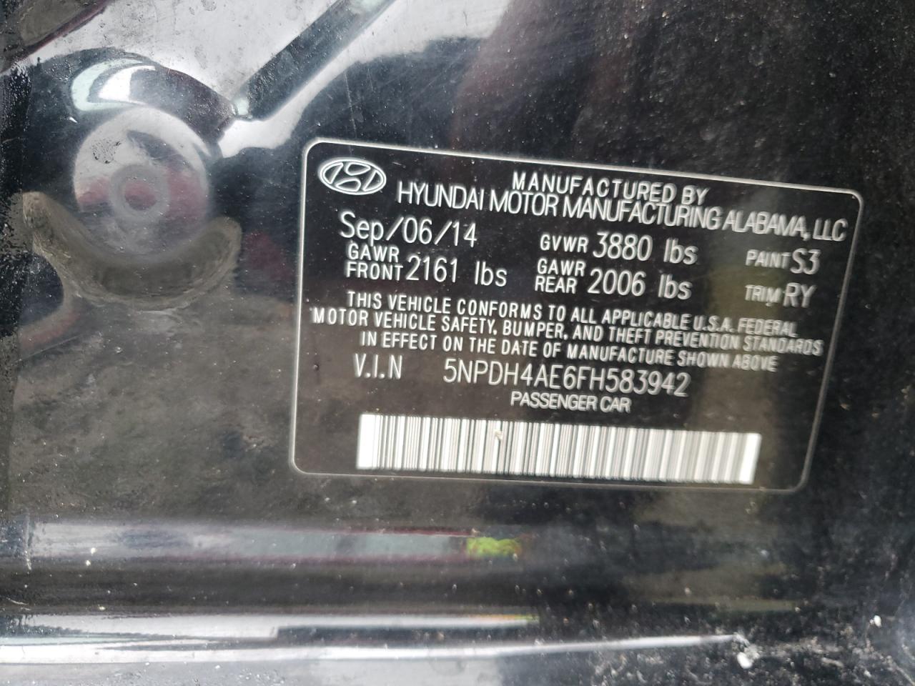 5NPDH4AE6FH583942 2015 HYUNDAI ELANTRA - Image 14