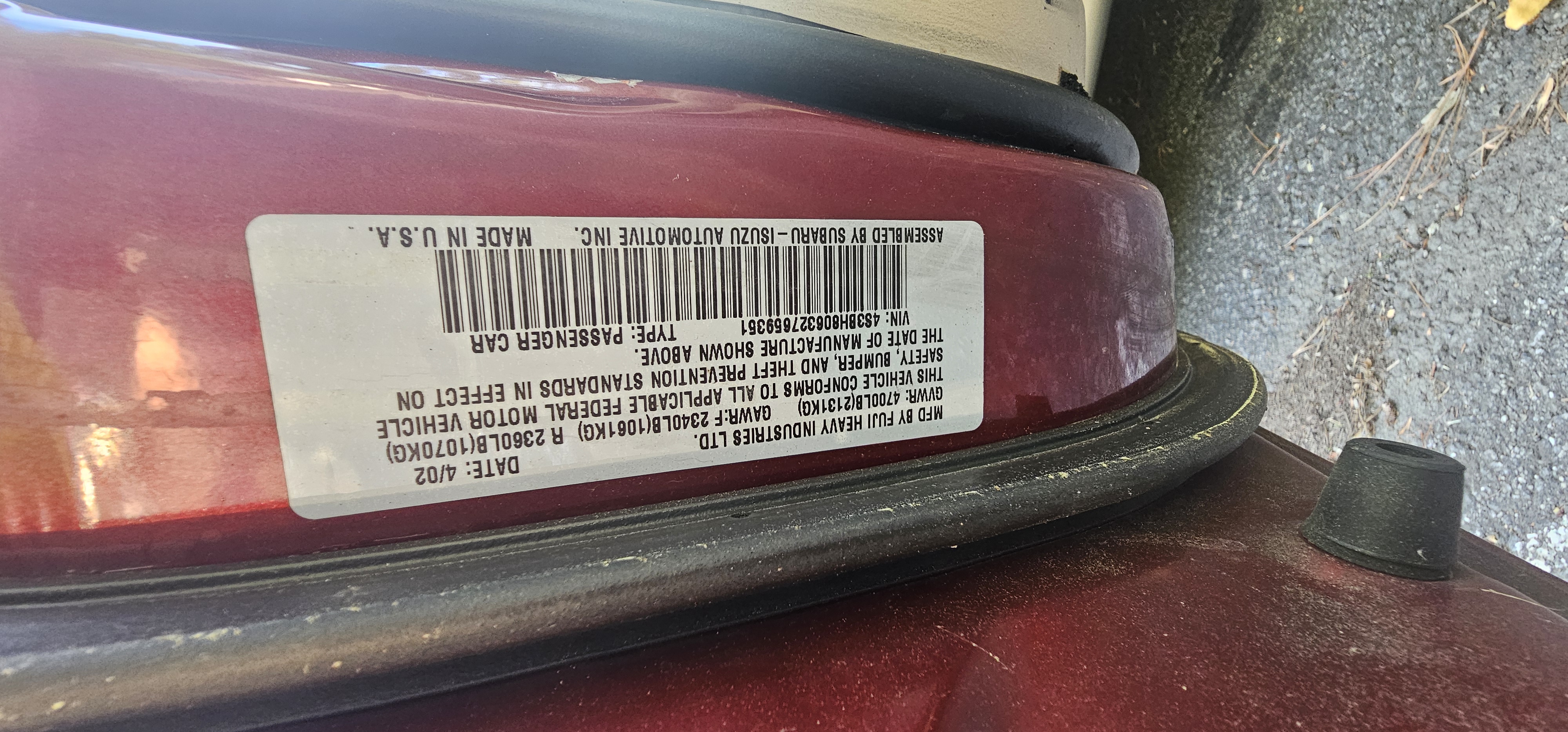 4S3BH806327659351 2002 Subaru Legacy Outback H6 3.0 Ll Bean