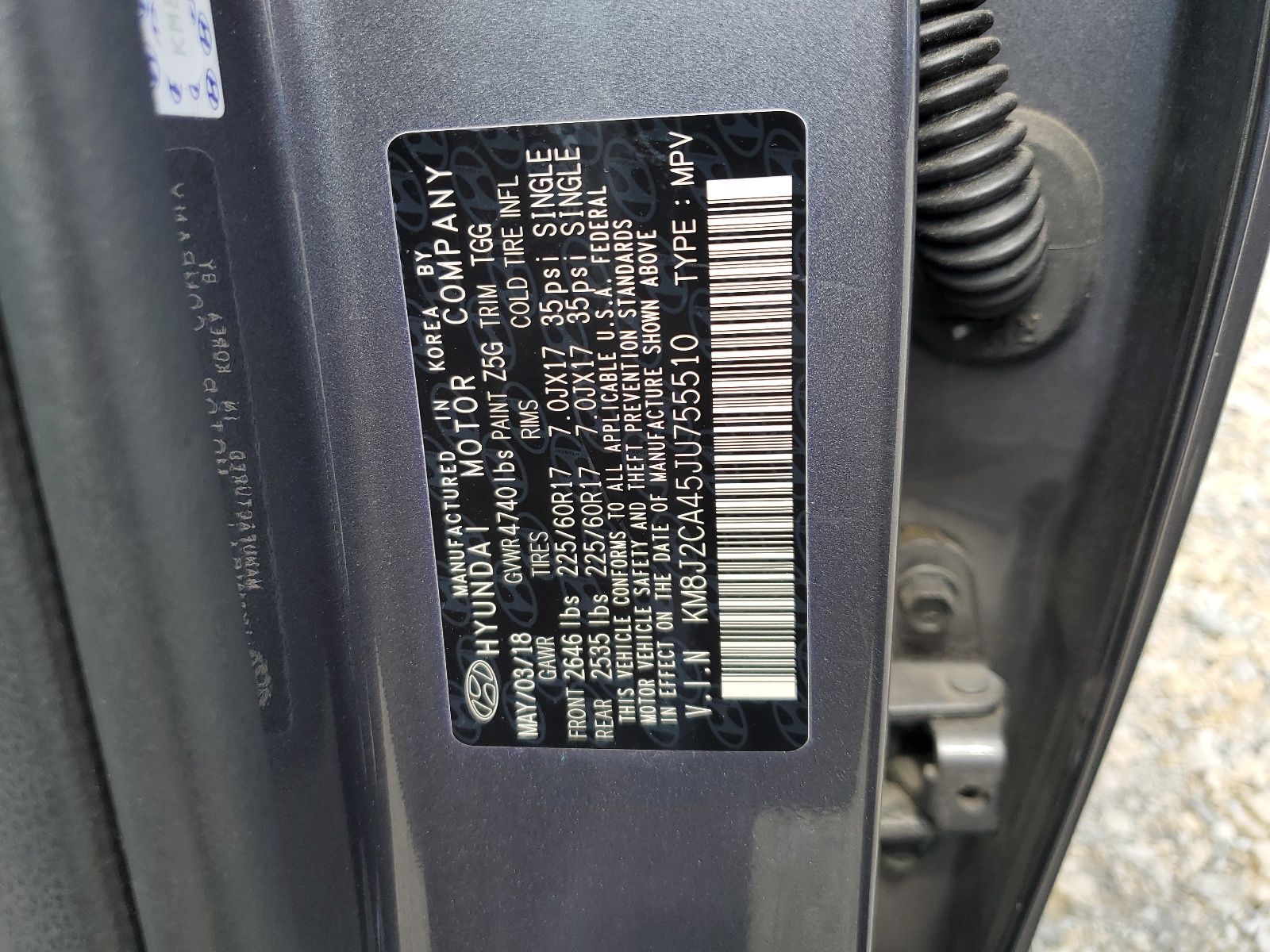 KM8J2CA45JU755510 2018 Hyundai Tucson Se