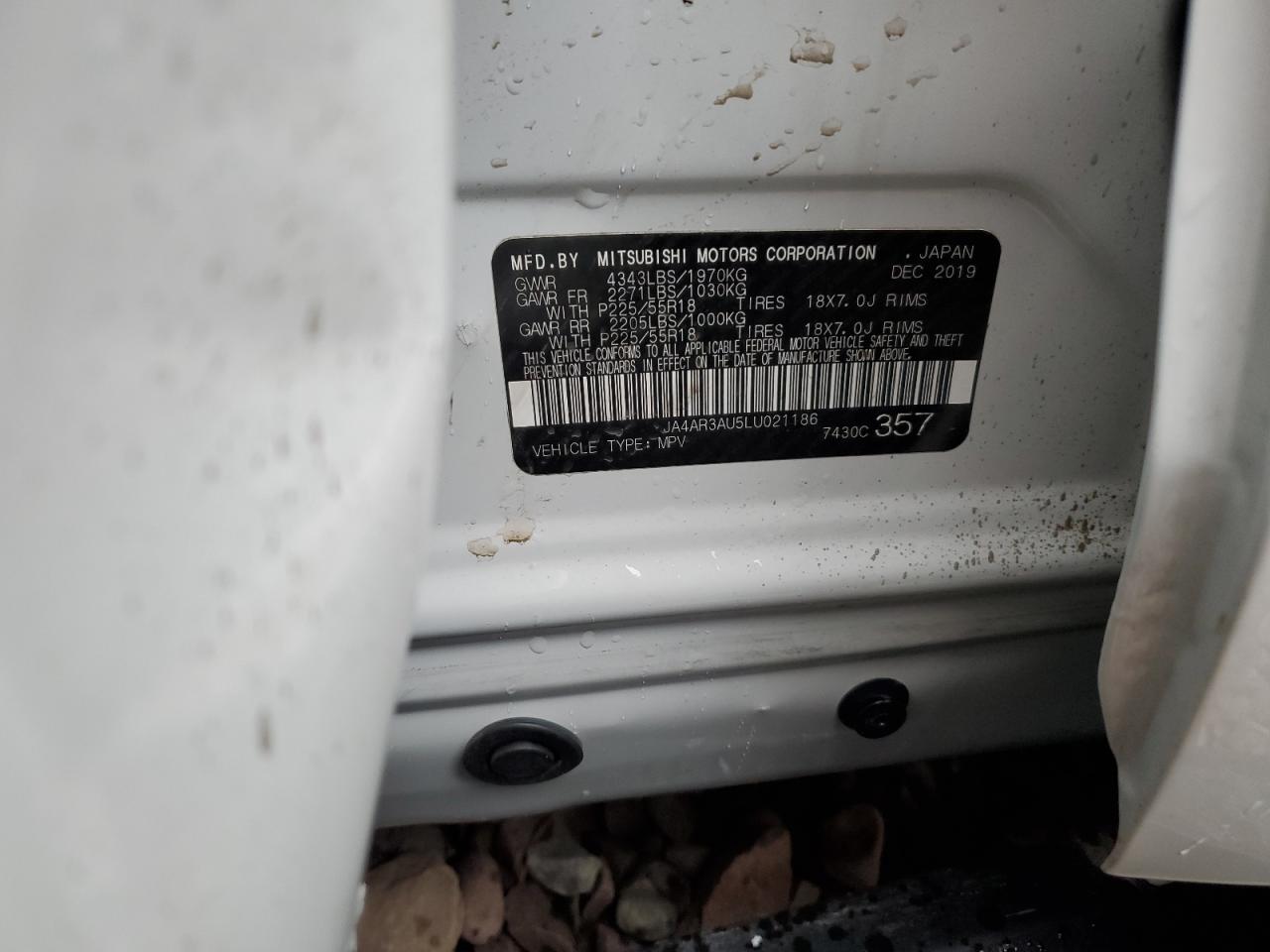 2020 Mitsubishi Outlander Sport Es VIN: JA4AR3AU5LU021186 Lot: 68512194